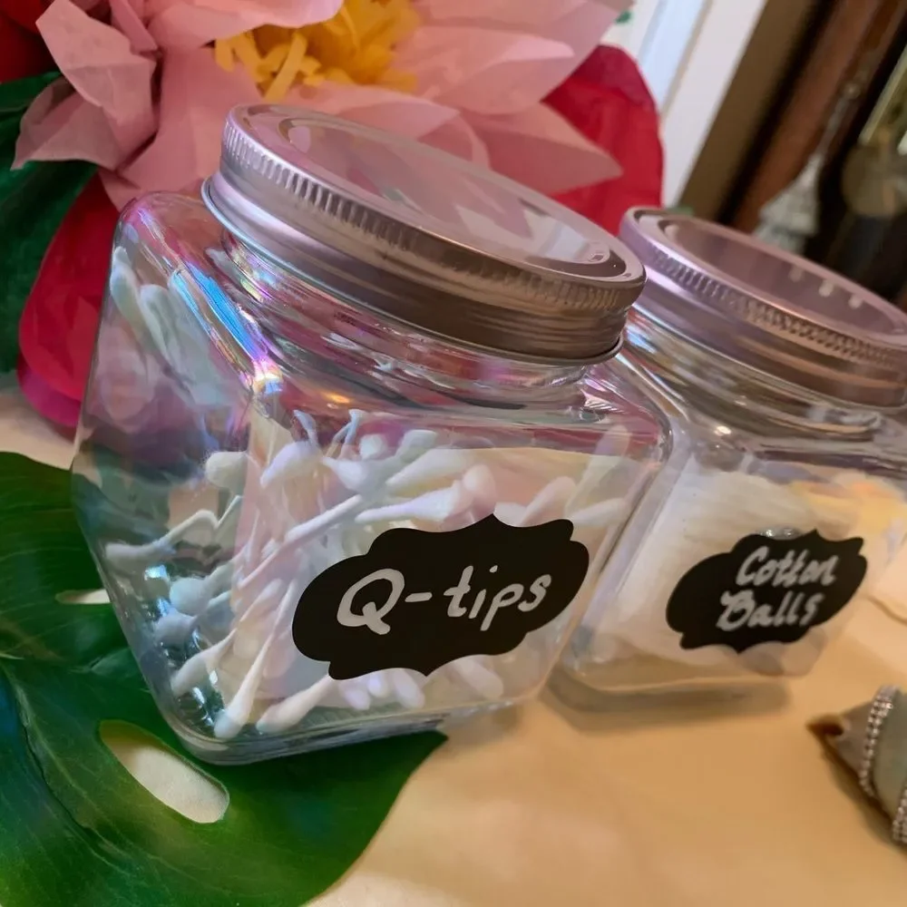2 Iridescent Rainbow Chalkboard Storage Jars